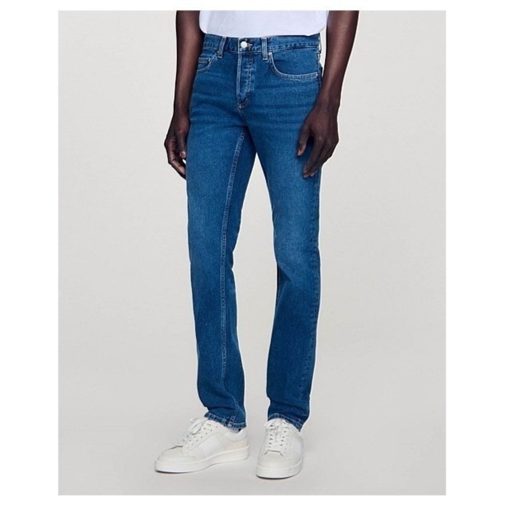 Sandro‎ Paris Slim Fit Washed Jeans in Blue Men 33x32 Button Fly Designer $230